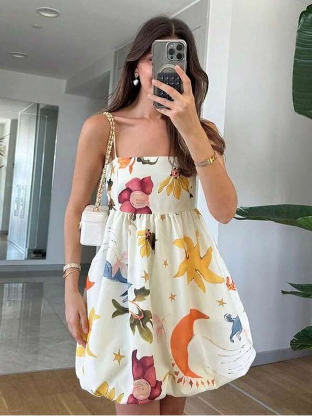 NWT ZARA SHORT VOLUMINOUS PRINTED SUN DRESS 2986/141 in MULTI YELLOW. Size XL